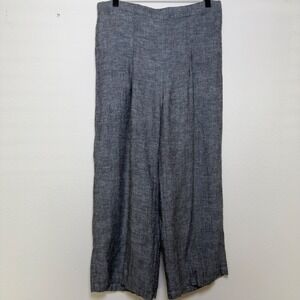 Fabulous! NYC Women‎ Gray 100% Linen Wide Leg Pleated Crop Lagenlook Coastal